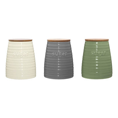 Orsina Winnie Grey Dolomite Sugar Canister – Ribbed Ceramic Storage