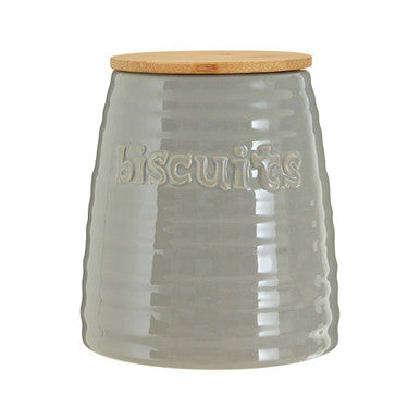 Orsina Winnie Grey Dolomite Biscuit Canister | Ribbed Ceramic Food Jar
