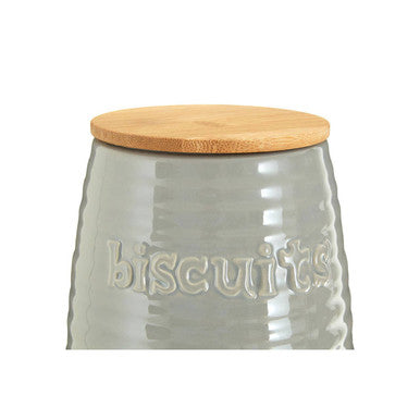 Orsina Winnie Grey Dolomite Biscuit Canister | Ribbed Ceramic Food Jar