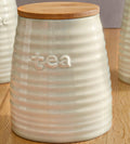 Orsina Winnie Cream Dolomite Tea Canister – Ribbed Ceramic Storage Jar