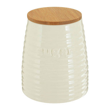 Orsina Winnie Cream Dolomite Sugar Canister – Ribbed Kitchen Storage