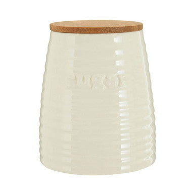 Orsina Winnie Cream Dolomite Sugar Canister – Ribbed Kitchen Storage