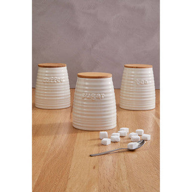 Orsina Winnie Cream Dolomite Sugar Canister – Ribbed Kitchen Storage