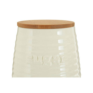 Orsina Winnie Cream Dolomite Sugar Canister – Ribbed Kitchen Storage