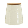 Orsina Winnie Biscuit Canister – Cream Ribbed Dolomite with Bamboo Lid