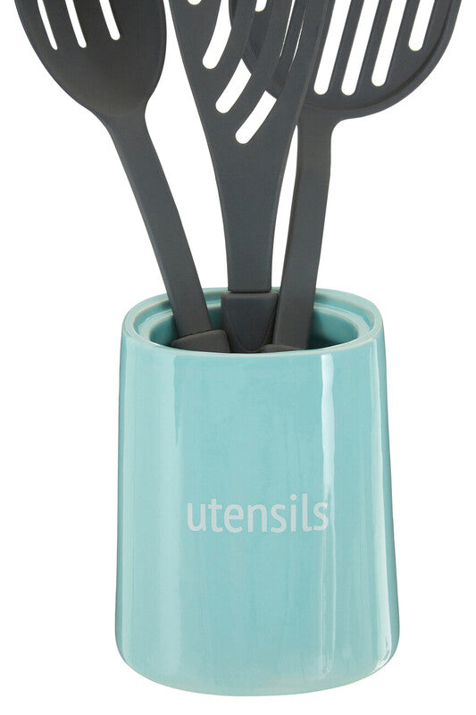 Orsina Fletcher Blue Ceramic Utensil Holder – Kitchen Tool Crock