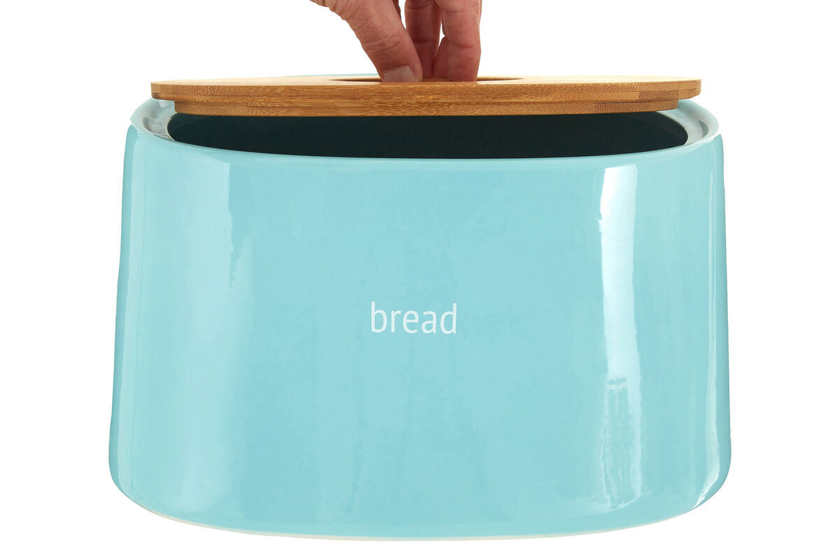 Orsina Fletcher Blue Ceramic Bread Bin | Kitchen Countertop Storage