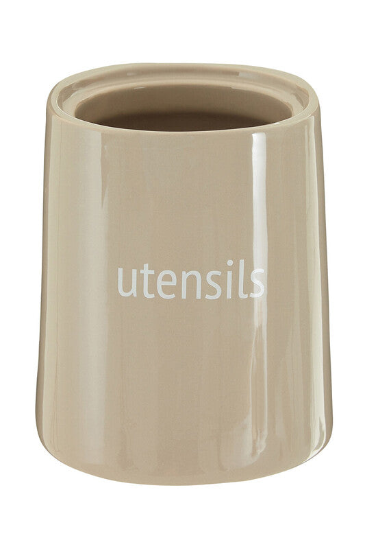 Orsina Fletcher Beige Ceramic Utensil Holder – Kitchen Tool Organizer