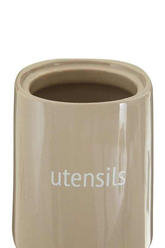 Orsina Fletcher Beige Ceramic Utensil Holder – Kitchen Tool Organizer