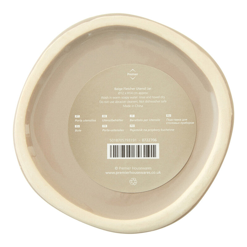 Orsina Fletcher Beige Ceramic Utensil Holder – Kitchen Tool Organizer