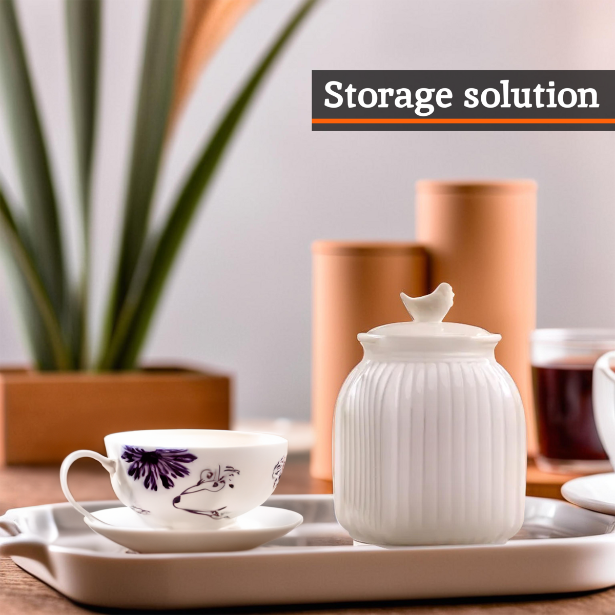 Orsina Mrs Henderson Medium Ceramic Canister – Cream Food Storage
