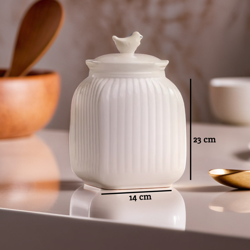 Orsina Mrs Henderson Large Cream Ceramic Kitchen Storage Canister