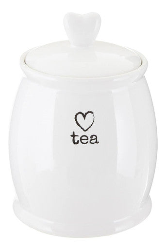 Orsina Charm White Dolomite Tea Canister – Ceramic Kitchen Storage Jar