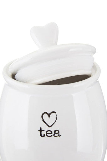 Orsina Charm White Dolomite Tea Canister – Ceramic Kitchen Storage Jar
