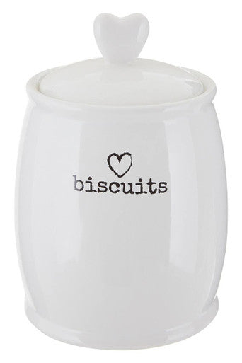 Orsina White Dolomite Biscuit Canister – Ceramic Cookie Storage Jar