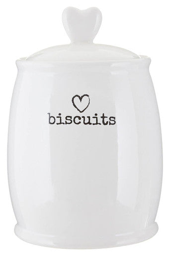 Orsina White Dolomite Biscuit Canister – Ceramic Cookie Storage Jar