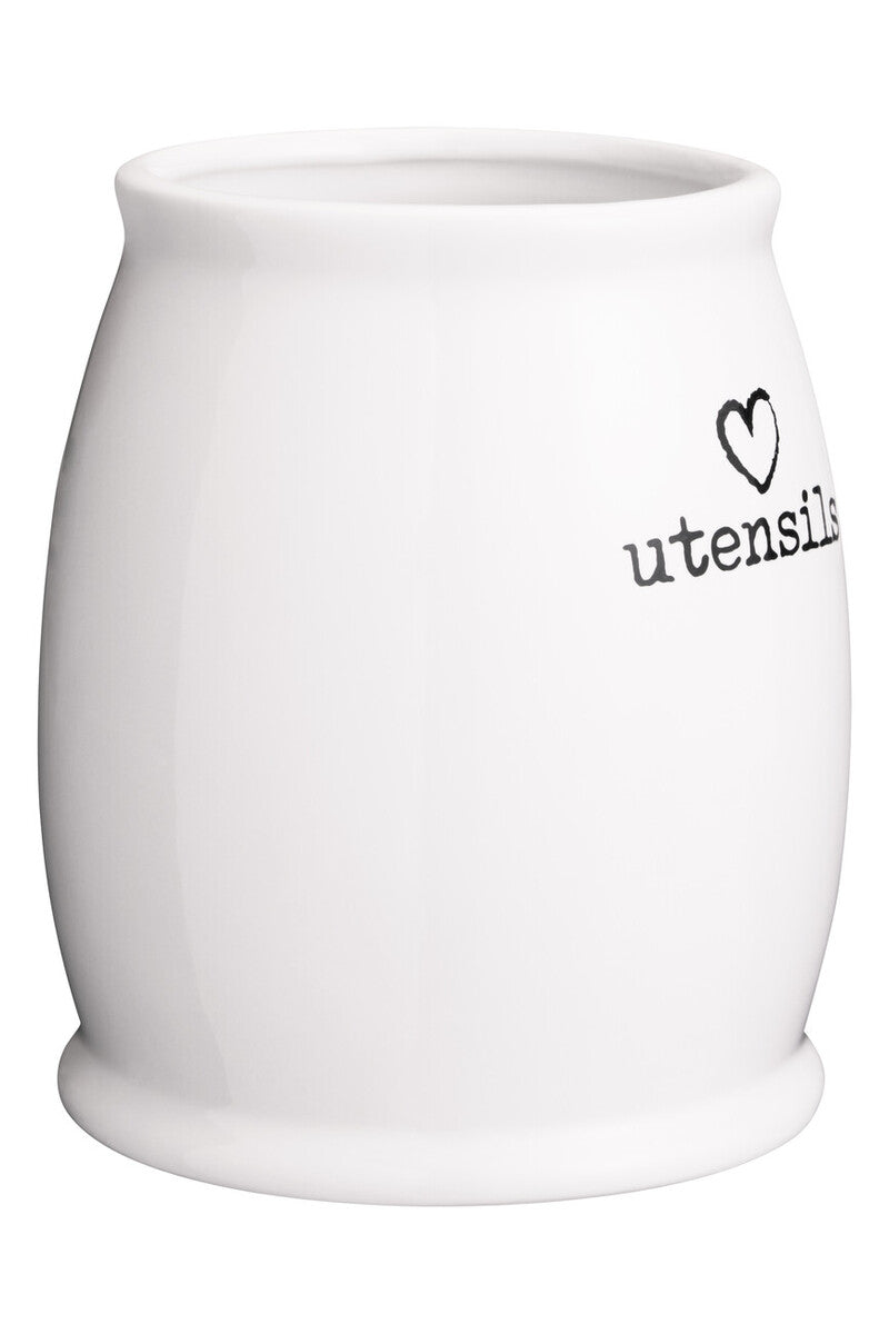 Orsina Charm White Ceramic Utensil Holder – Modern Farmhouse Storage