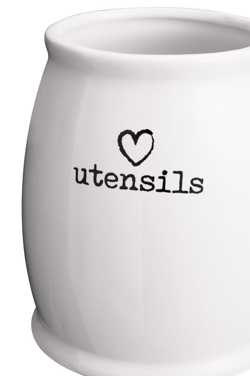 Orsina Charm White Ceramic Utensil Holder – Modern Farmhouse Storage