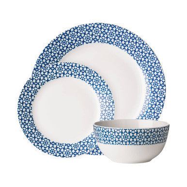 Orsina Casablanca 12-Piece Blue Geometric Ceramic Dinnerware Set