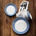 Orsina Casablanca 12-Piece Blue Geometric Ceramic Dinnerware Set