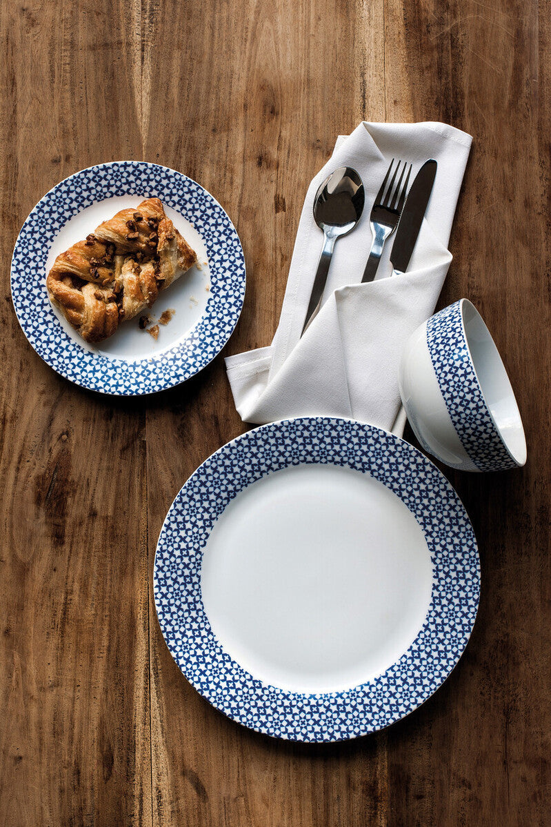 Orsina Casablanca 12-Piece Blue Geometric Ceramic Dinnerware Set
