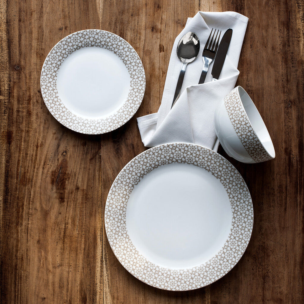 Orsina Casablanca 12-Piece Ceramic Dinner Set – Natural White