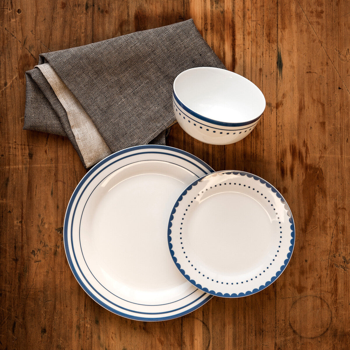 Orsina Saturn 12-Piece Blue Dinner Set | Modern Ceramic Tableware