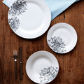 Orsina Avie Botanic 12-Piece Dinner Set | Black Floral Ceramic Tableware
