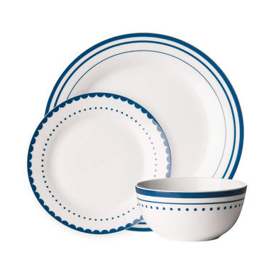 Orsina Avie Saturn 12 Piece Blue Dinner Set | Modern Ceramic Tableware