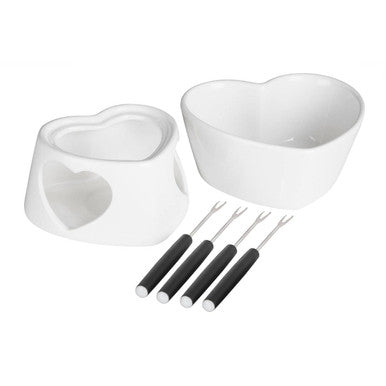 Orsina Venus Fondue Set – Heart-Shaped Ceramic Bowl with 4 Forks