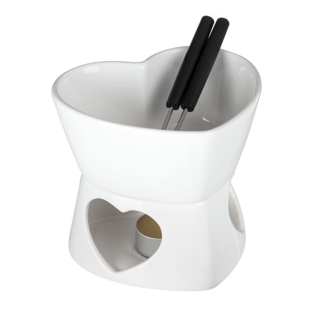 Orsina Venus Fondue Set – Heart-Shaped Ceramic Bowl with 4 Forks