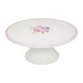 Orsina Amelie Floral Cake Stand – White Ceramic with Pink Lace Edge