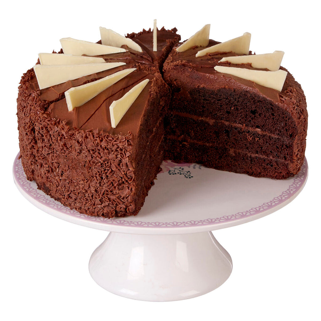Orsina Amelie Floral Cake Stand – White Ceramic with Pink Lace Edge