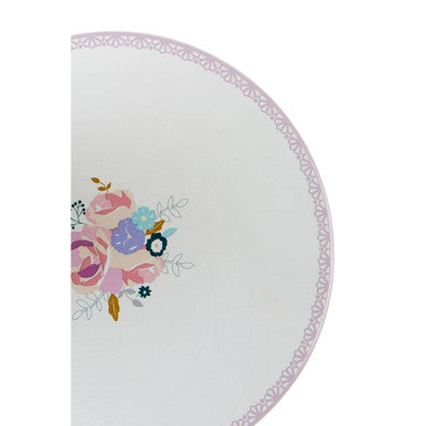 Orsina Amelie Floral Cake Stand – White Ceramic with Pink Lace Edge