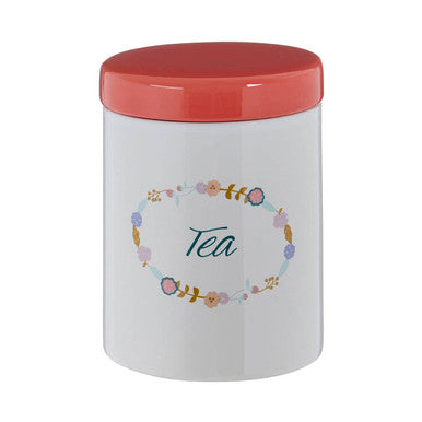 Orsina Amelie Tea Canister – White and Red Floral Kitchen Storage