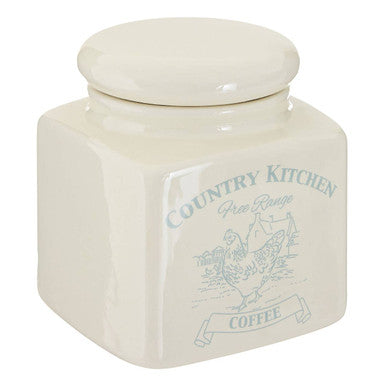Orsina Coffee Canister – Blue and Cream Farmhouse Ceramic Storage Jar