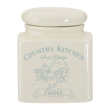 Orsina Coffee Canister – Blue and Cream Farmhouse Ceramic Storage Jar