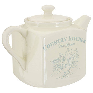 Blue and Cream Teapot by Orsina – Country Kitchen Ceramic Farmhouse Style