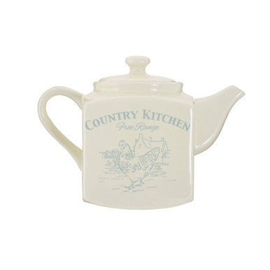 Blue and Cream Teapot by Orsina – Country Kitchen Ceramic Farmhouse Style