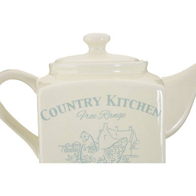 Blue and Cream Teapot by Orsina – Country Kitchen Ceramic Farmhouse Style
