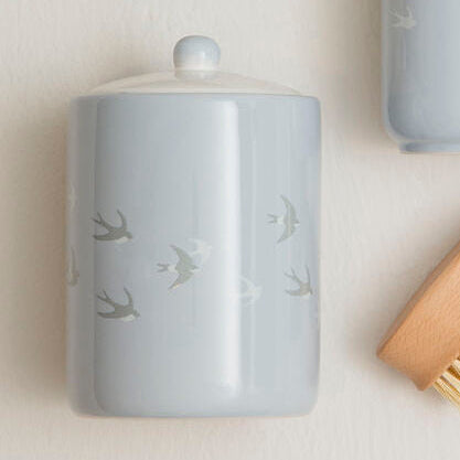 Orsina Ceramic Canister – Light Blue Bird Design Decorative Jar