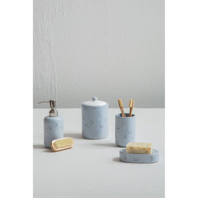 Orsina Ceramic Canister – Light Blue Bird Design Decorative Jar