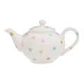 Orsina Confetti Ceramic Teapot – Cream White with Colorful Heart Design