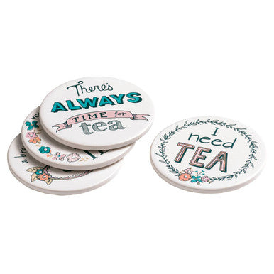 Orsina Pretty Things Tea Coasters – Set of 4 White Decorative Coasters