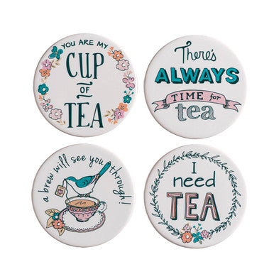 Orsina Pretty Things Tea Coasters – Set of 4 White Decorative Coasters