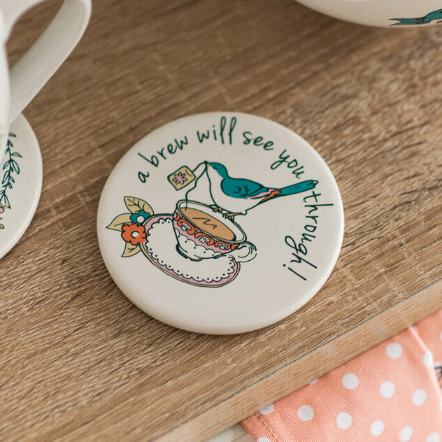 Orsina Pretty Things Tea Coasters – Set of 4 White Decorative Coasters