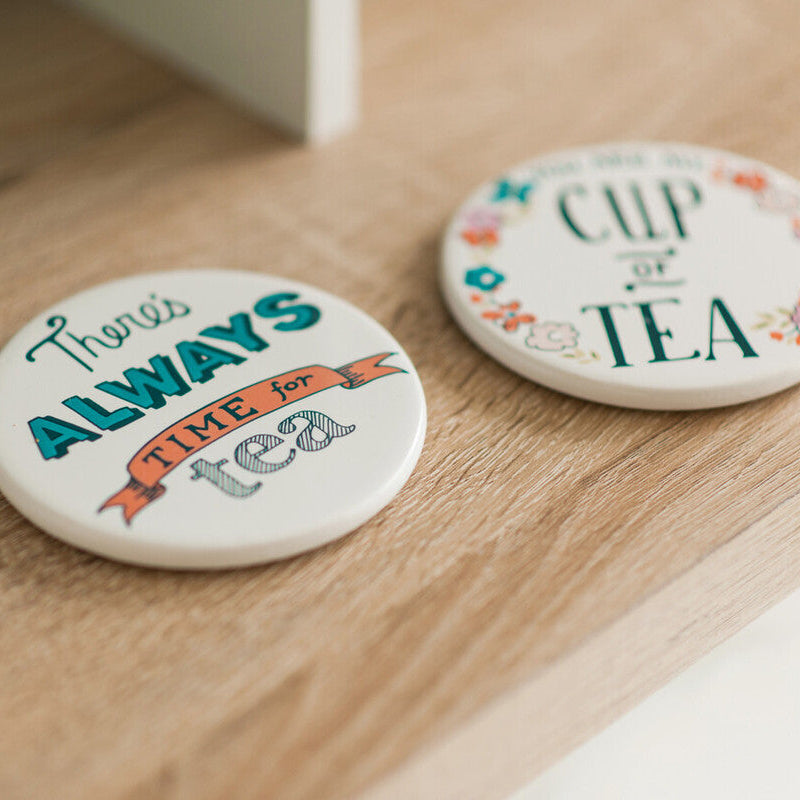 Orsina Pretty Things Tea Coasters – Set of 4 White Decorative Coasters