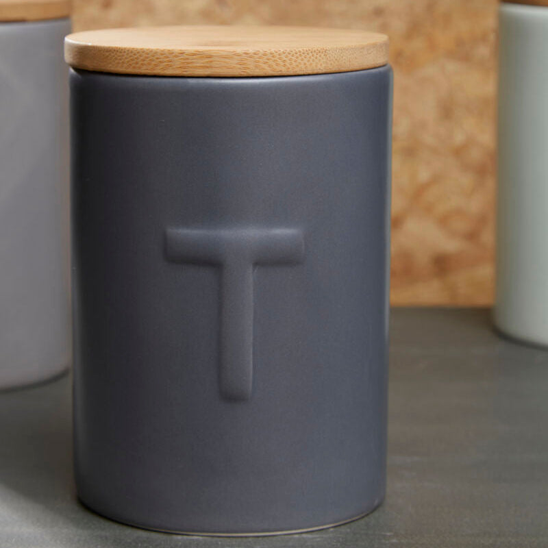 Orsina Fenwick Tea Canister – Dark Grey Modern Kitchen Storage