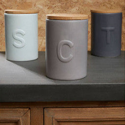 Orsina Fenwick Coffee Canister – Light Grey Storage with Bamboo Lid