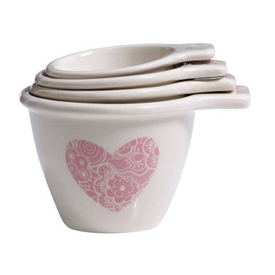 Orsina Lola Measuring Cups – Set of 4 Stackable White Ceramic Heart Cups